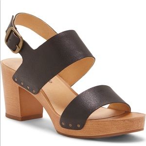 Lucky Brand Hemzi black leather Sandal heels clog